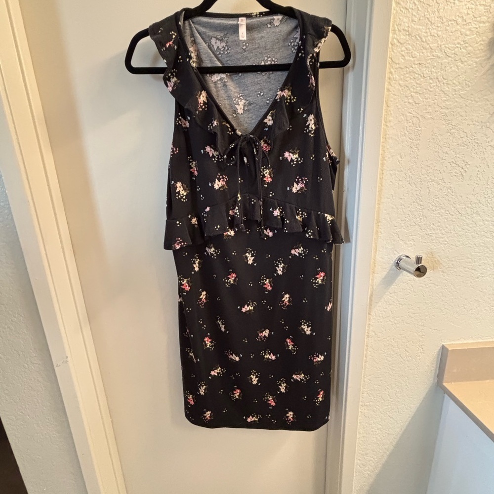 Xhilaration Black Floral Midi Dress